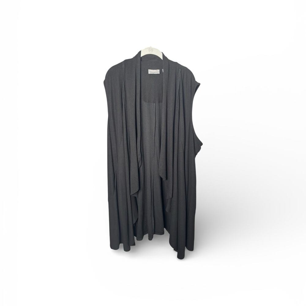Avenue Black Sleeveless Open Front Cardigan Vest 26/28 Plus